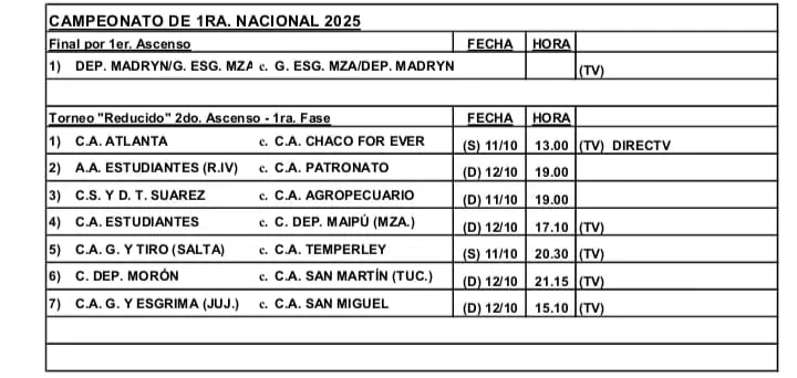La fecha del Reducido.
