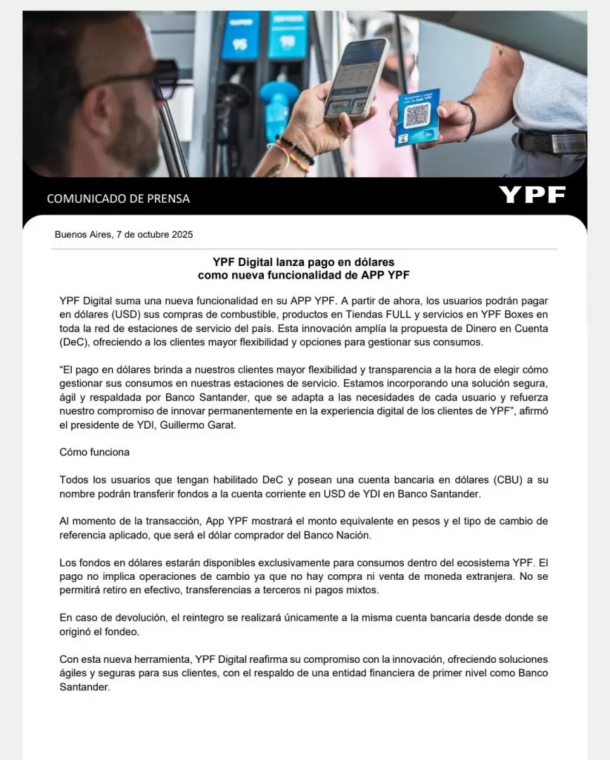 Comunicado de YPF -
