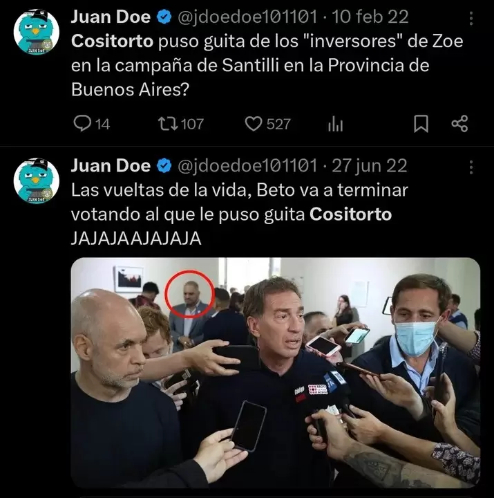 Diego Santilli en una entrevista mientras Cositorto está atrás/ Fuente: X