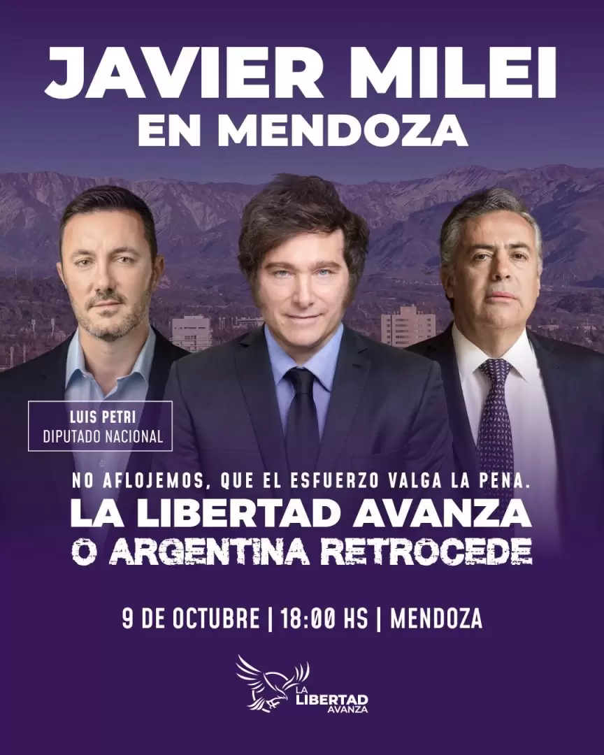 Javier Milei llega a Mendoza