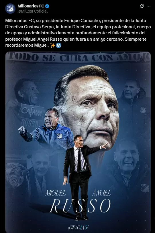 Millonarios despide a Russo