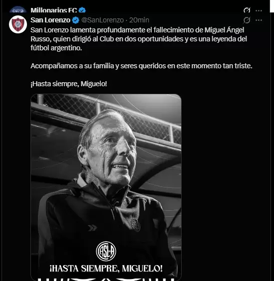 San Lorenzo despide a Russo