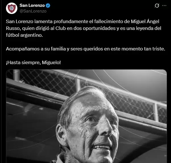 El adiós de San Lorenzo a Russo.