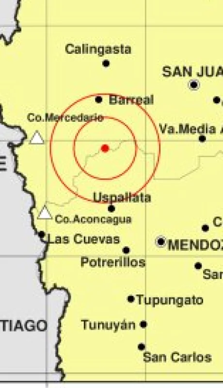 El mapa publicado por la página del Instituto Nacional de Prevención Sísmica.