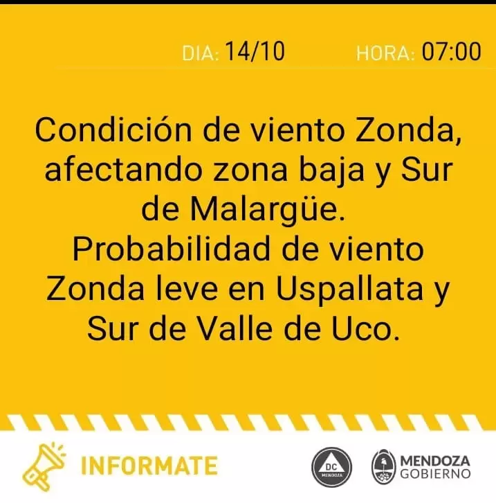 Alerta por Zonda