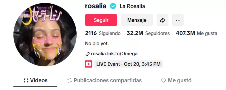 Para ver el live es necesario registrarse en el perfil de Tik Tok de la cantante