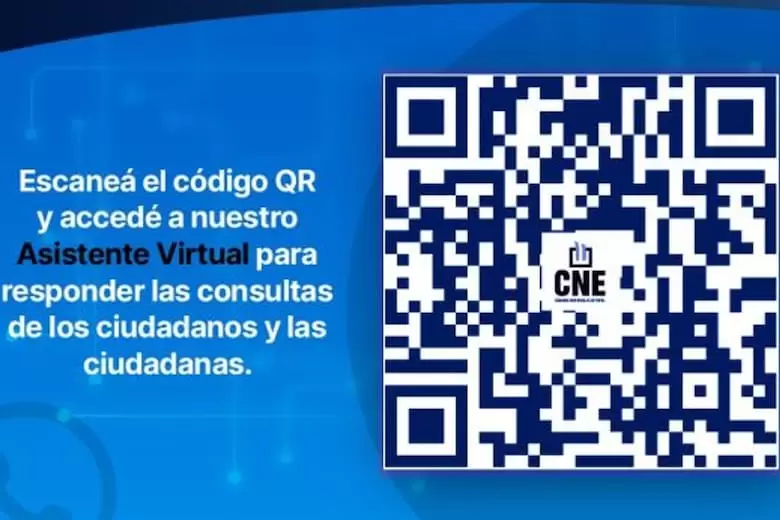 El código para chatear con el asistente virtual oficial de la CNE.