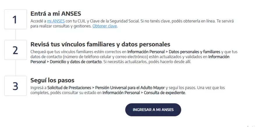 Paso a paso para solicitar la Pensión Universal para el Adulto Mayor (PUAM) de ANSES