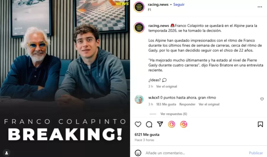 Franco Colapinto junto a Flavio Briatore/