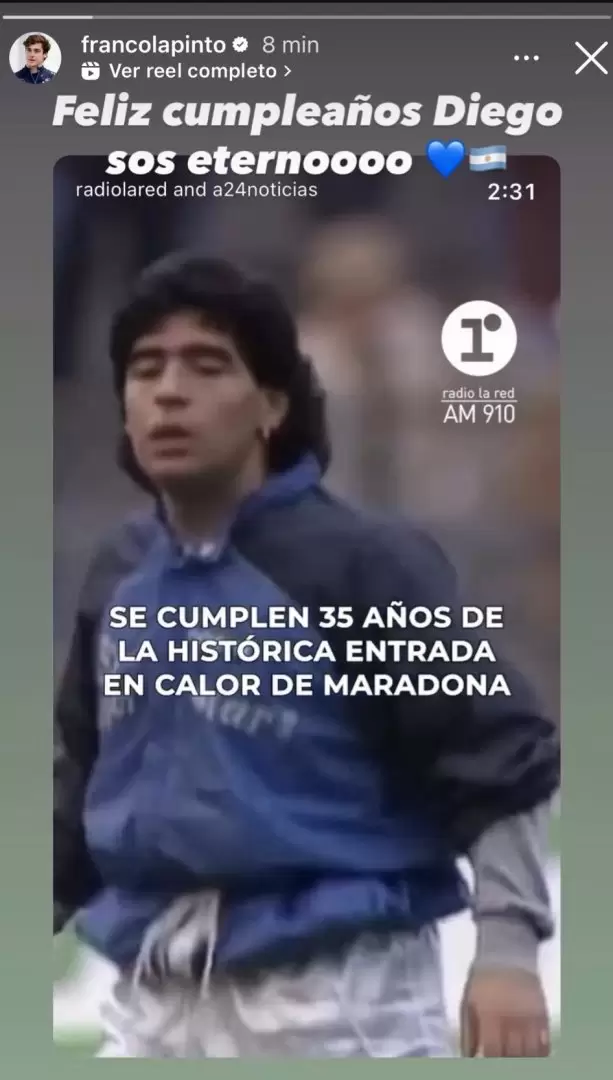 El posteo de Colapinto.