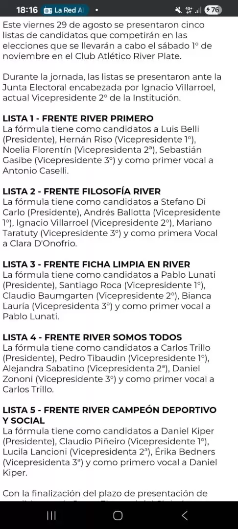 Elecciones en River Plate
