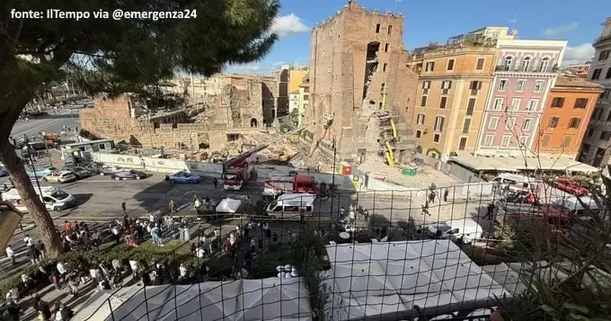 Derrumbe en Roma: Un trabajador grave tras el colapso de la Torre dei Conti en el centro histórico.