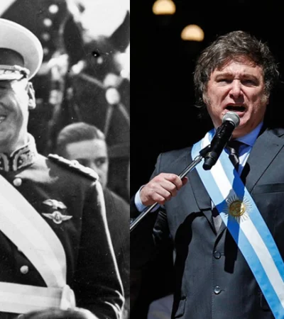 Juan Perón y Javier Milei