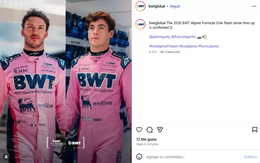 La confirmación de Colapinto como piloto de Alpine F1 2026