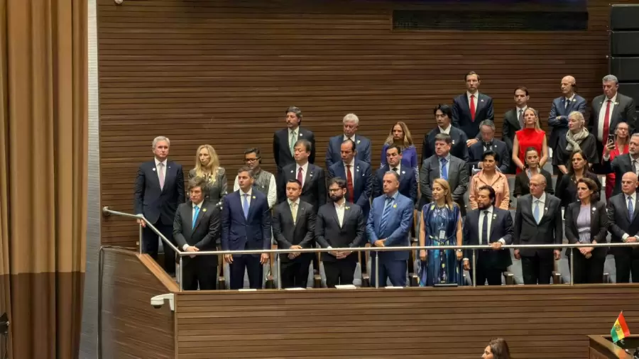 El presidente Javier Milei en Bolivia en la asunción de Rodrigo Paz Pereira/ Fuente: Presidencia