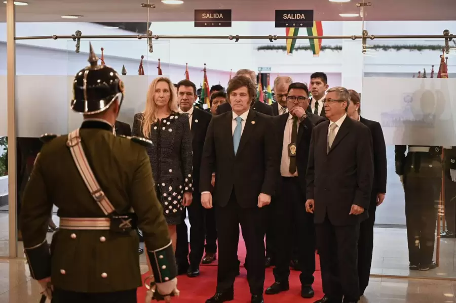 El presidente Javier Milei en Bolivia en la asunción de Rodrigo Paz Pereira/ Fuente: Presidencia