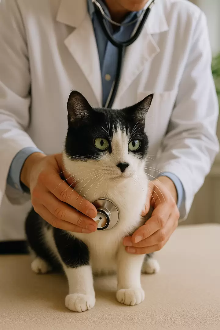 Gatito con veterinario