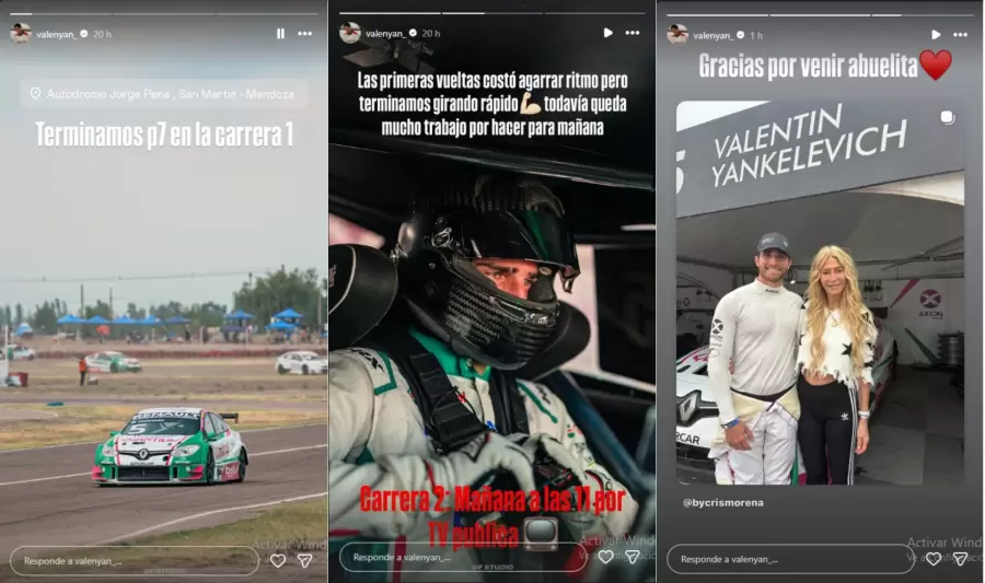 Valentín Yankelevich publicó historias contando su experiencia en la carrera y agradeció especialmente la compañía de Cris Morena.
