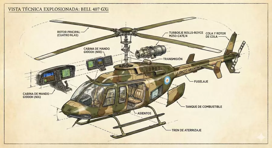 Vista técnica Bell 407