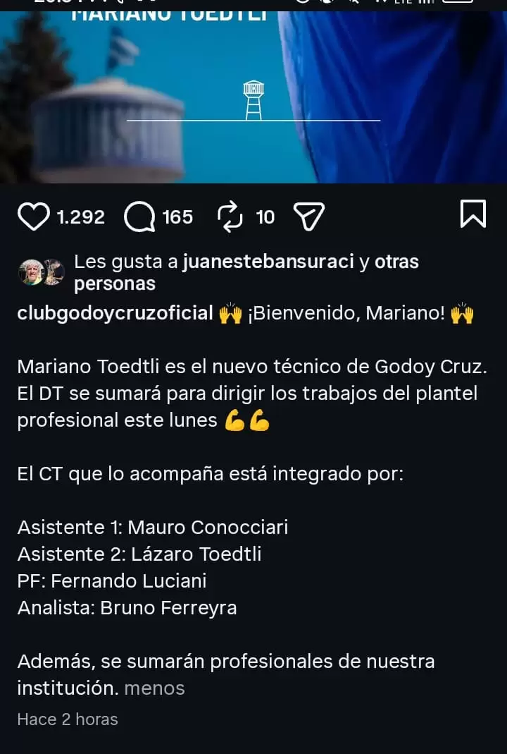El anuncio en sus redes sociales