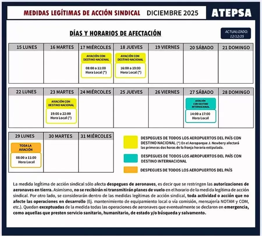 Comunicado de ATEPSA/ Fuente: Redes Sociales ATEPSA
