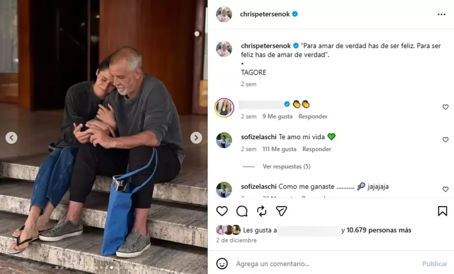El último posteo de Christian Petersen para su esposa antes del colapso.