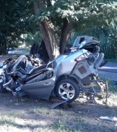 El auto terminó incrustado contra un árbol