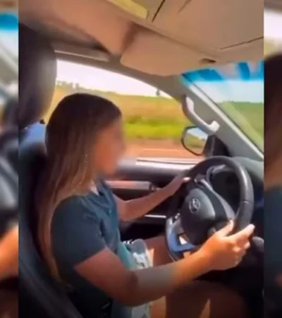 La hija de El Polaco manejando