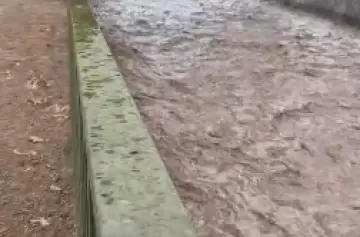 Intensa búsqueda de la mujer arrastrada por la corriente en el zanjón Los Ciruelos