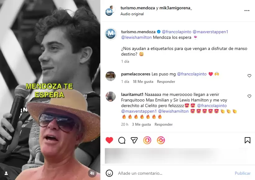 Franco Colapinto nombró a Mendoza y desde Turismo aprovecharon el 'impulso'