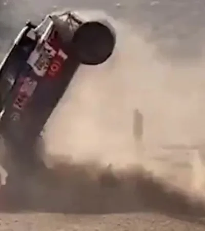 Una de las impactantes imágenes del accidente del binomio.