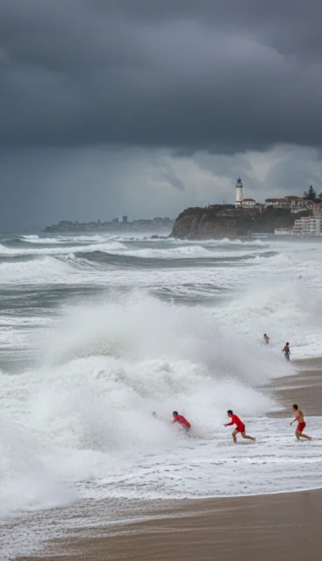 Operativo de emergencia en la Albufera de Mar Chiquita tras el meteotsunami que sorprendió a los turistas en la Costa Atlántica.