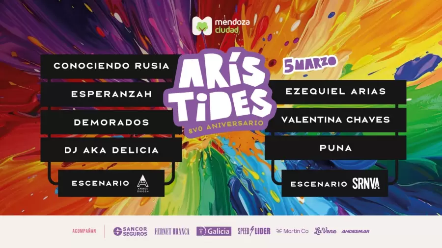 Line up del Festejo de Aniversario de la Arístides el próximo 5 de marzo.
