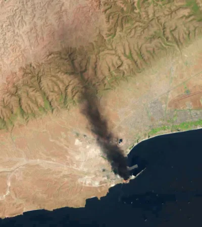 Vista espacial de la Terminal de gas en Qatar